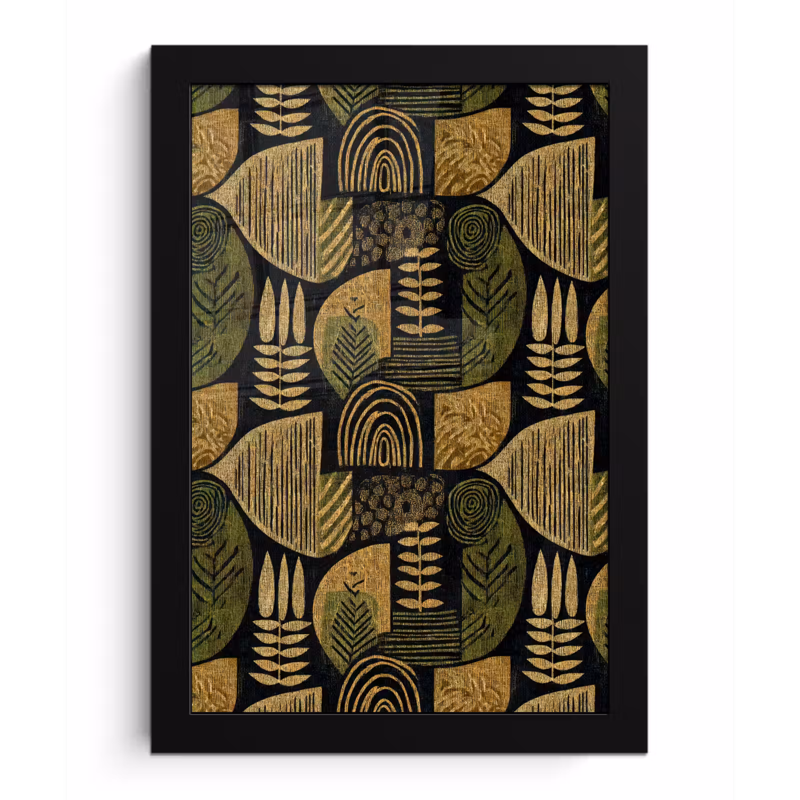 Poster met lijst - Zwart - Okergeel - Botanisch - Textuur — 1