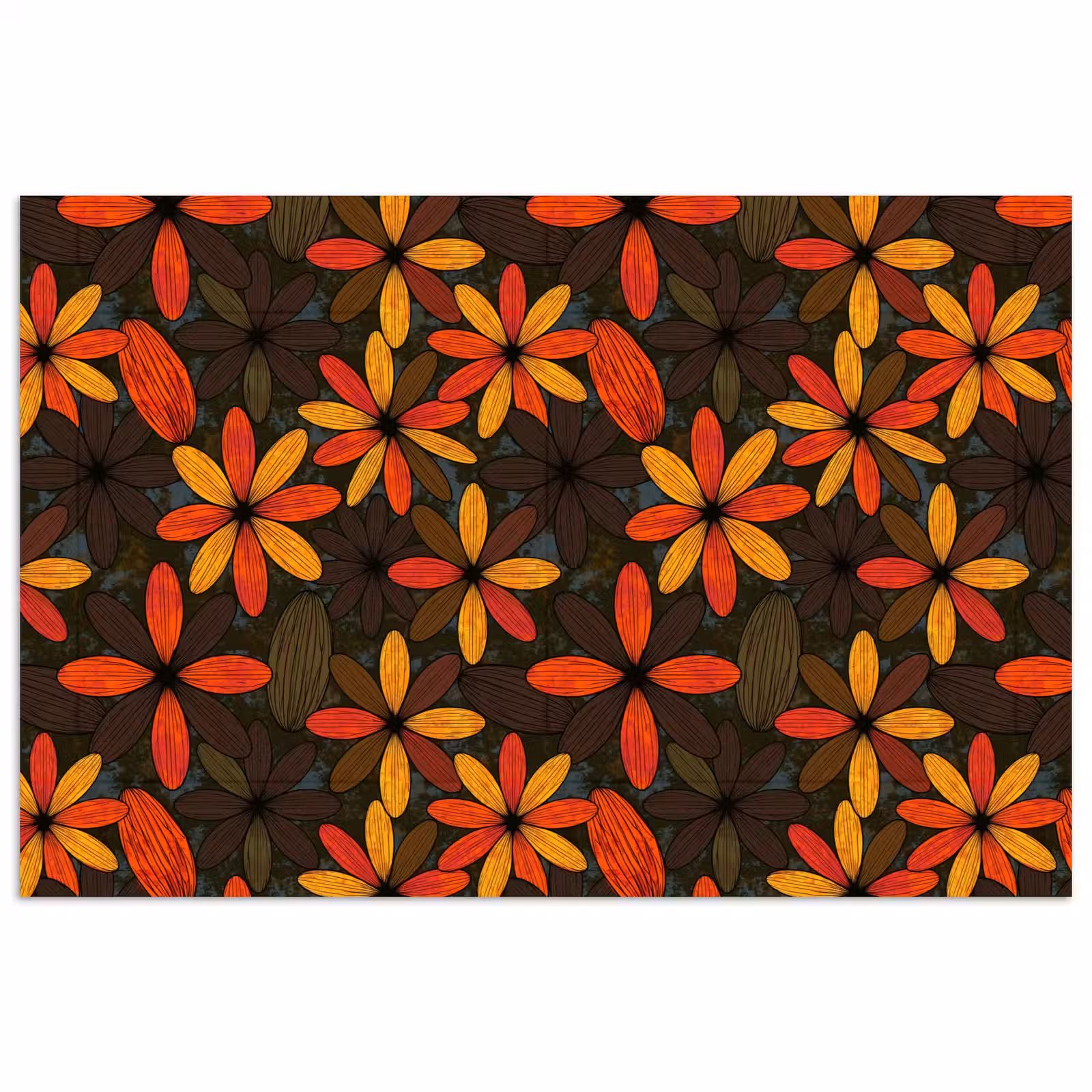 Poster - Oranje - Retro - Bloemen - Herfst — 1
