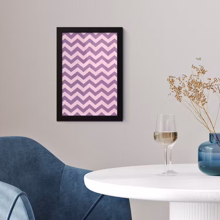 Poster met lijst - Paars - Roze - Geometrisch - Chevron - Zigzag - Patroon — 2