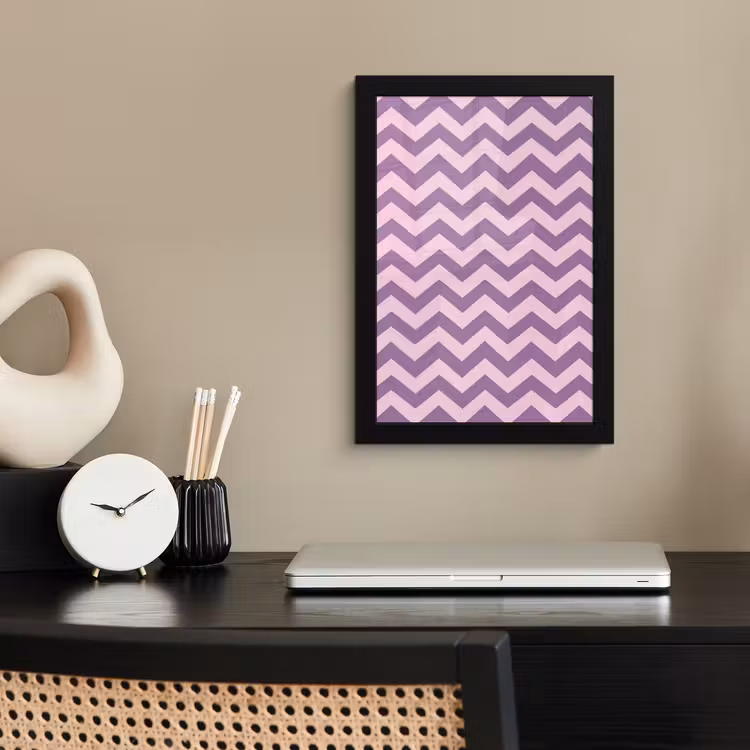 Poster met lijst - Paars - Roze - Geometrisch - Chevron - Zigzag - Patroon — 3