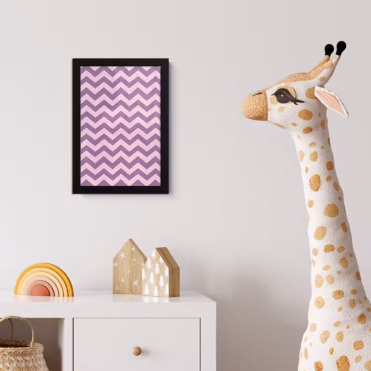 Poster met lijst - Paars - Roze - Geometrisch - Chevron - Zigzag - Patroon — 5