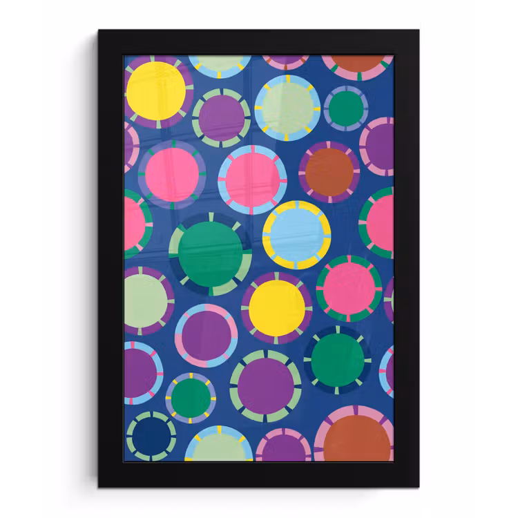Poster met lijst - Patroon - Cirkels - Abstract - Kleurrijk — 1