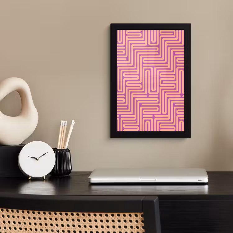 Poster met lijst - Patroon - Lijnen - Abstract - Modern - Paars — 3