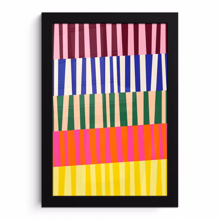 Poster met lijst - Patroon - Strepen - Abstract - Modern - Kleurrijk — 1