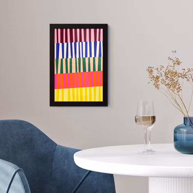 Poster met lijst - Patroon - Strepen - Abstract - Modern - Kleurrijk — 2