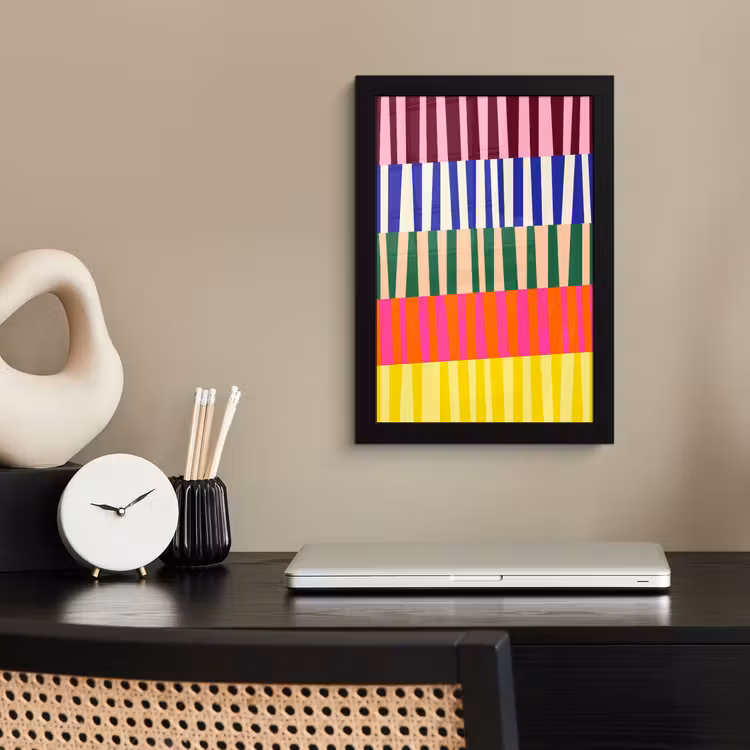 Poster met lijst - Patroon - Strepen - Abstract - Modern - Kleurrijk — 3