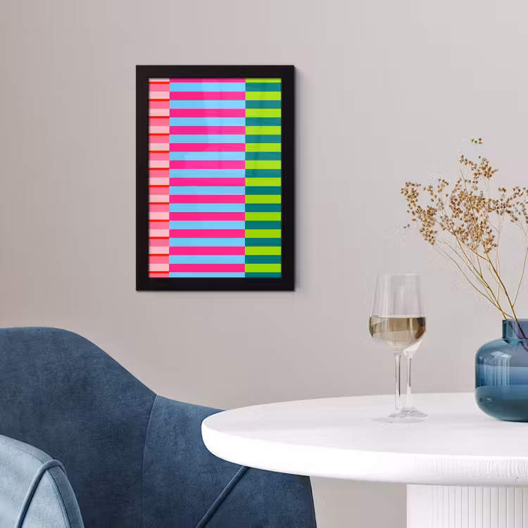 Poster met lijst - Patroon - Strepen - Modern - Abstract - Kleurrijk — 2