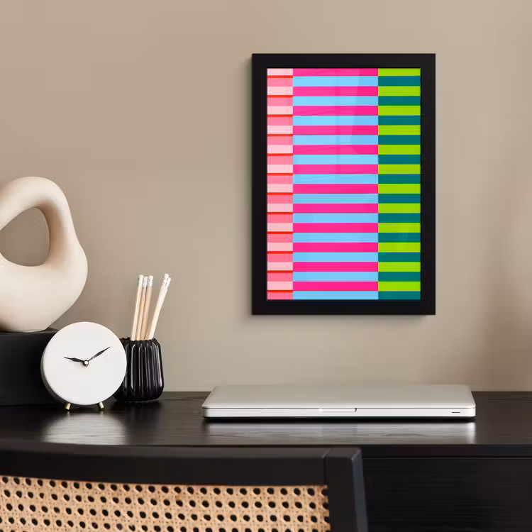 Poster met lijst - Patroon - Strepen - Modern - Abstract - Kleurrijk — 3