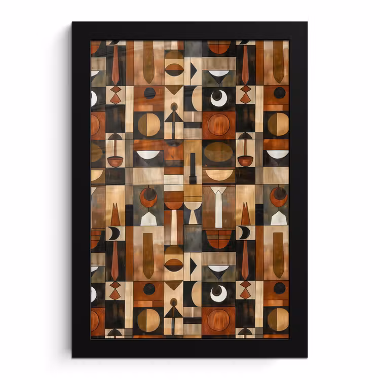 Poster met lijst - Terracotta - Geometrisch - Mid-Century - Patroon — 1