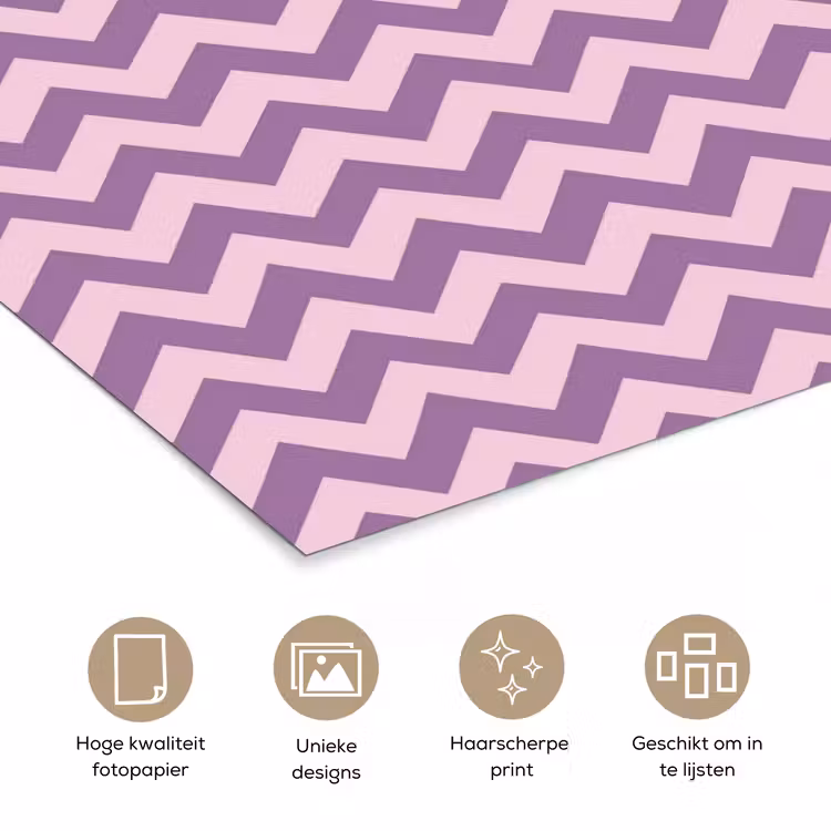 Poster - Paars - Roze - Geometrisch - Chevron - Zigzag - Patroon — 5