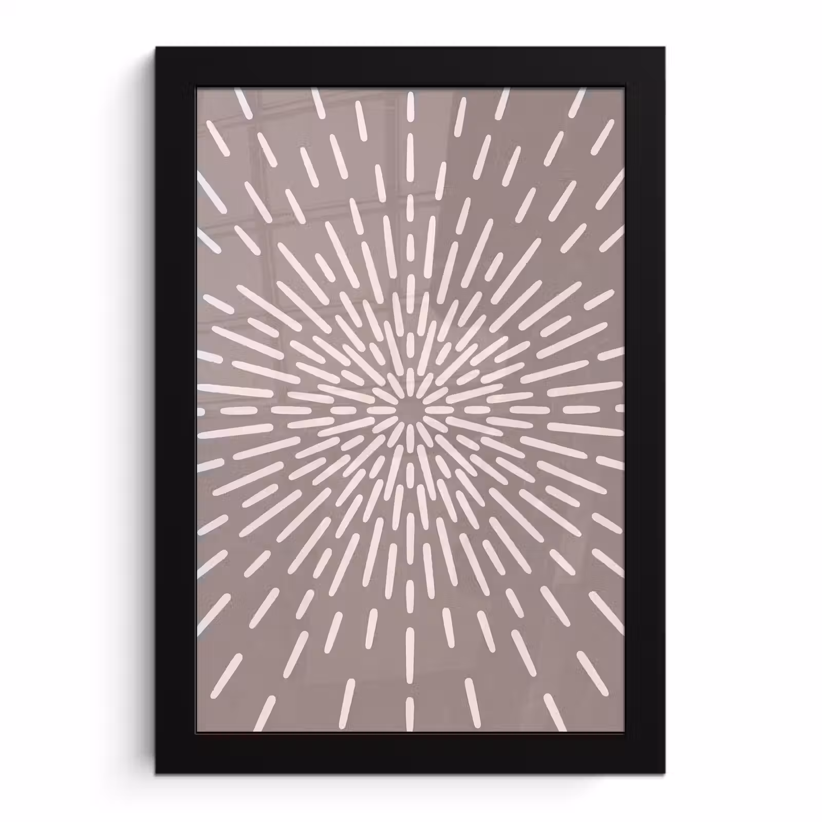Poster met lijst - Patroon - Stralen - Abstract - Modern - Grijs — 1