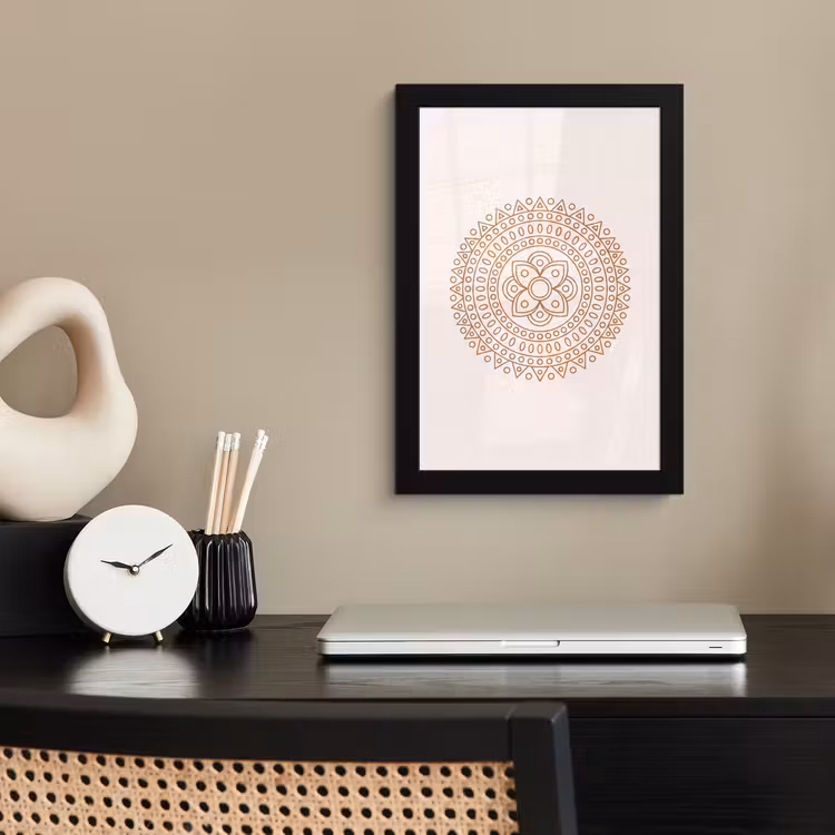 Poster met lijst - Mandala - Geometrisch - Abstract - Oosters - Bruin — 3