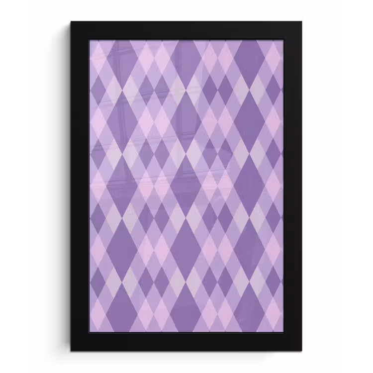 Poster met lijst - Paars - Geometrisch - Ruiten - Argyle - Patroon — 1