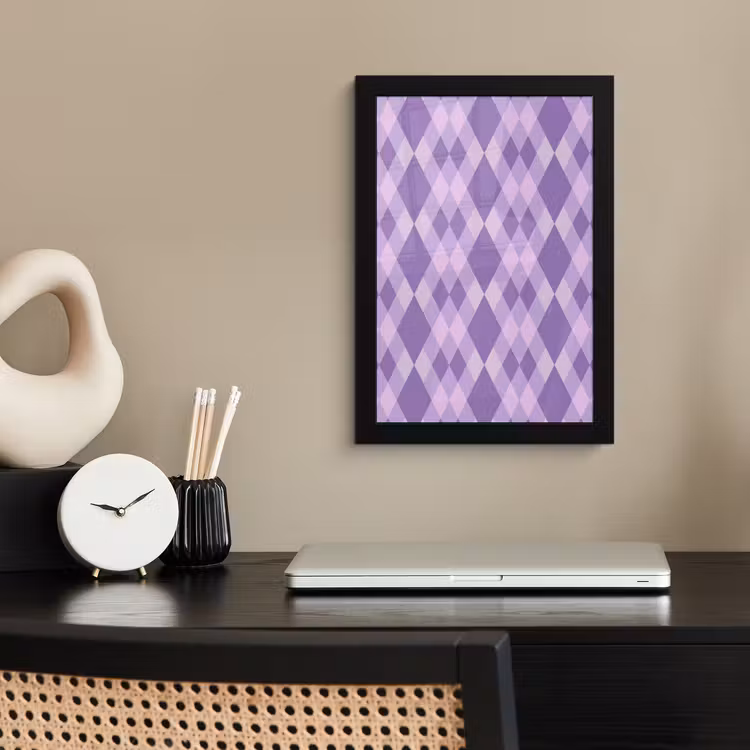 Poster met lijst - Paars - Geometrisch - Ruiten - Argyle - Patroon — 3