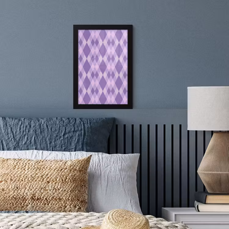 Poster met lijst - Paars - Geometrisch - Ruiten - Argyle - Patroon — 4