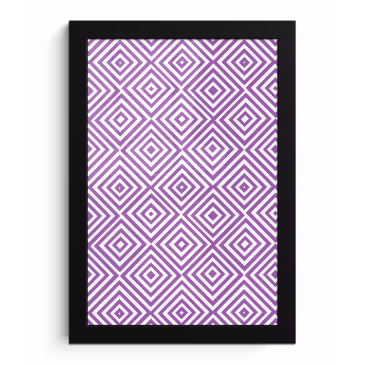Poster met lijst - Paars - Geometrisch - Ruiten - Concentrisch - Patroon — 1