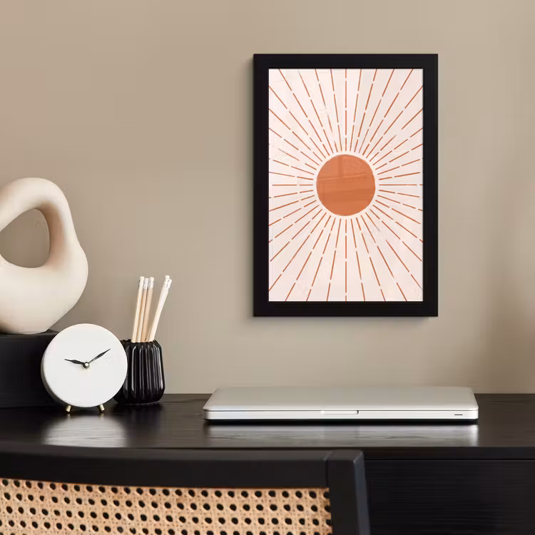 Poster met lijst - Zon - Stralen - Abstract - Terracotta - Modern — 3
