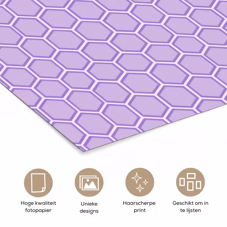 Poster - Paars - Geometrisch - Honeycomb - Bijenraat - Patroon — 5