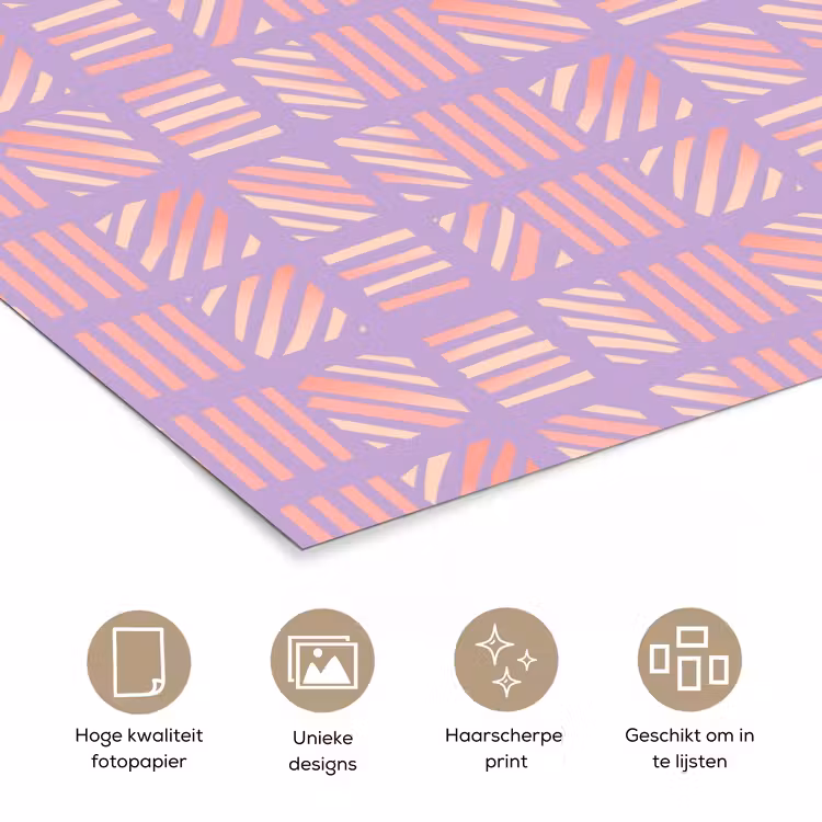 Poster - Paars - Roze - Geometrisch - Strepen - Blokken - Patroon — 5