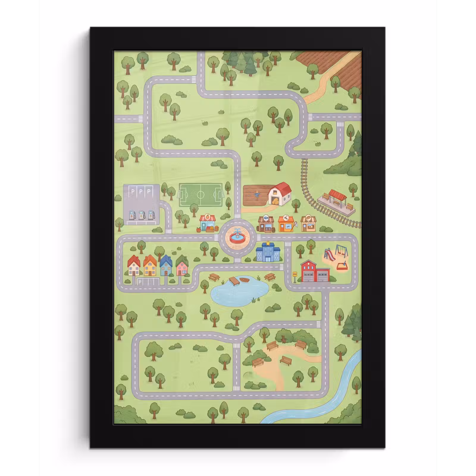 Poster met lijst - Plattegrond - Dorp - Kind — 1