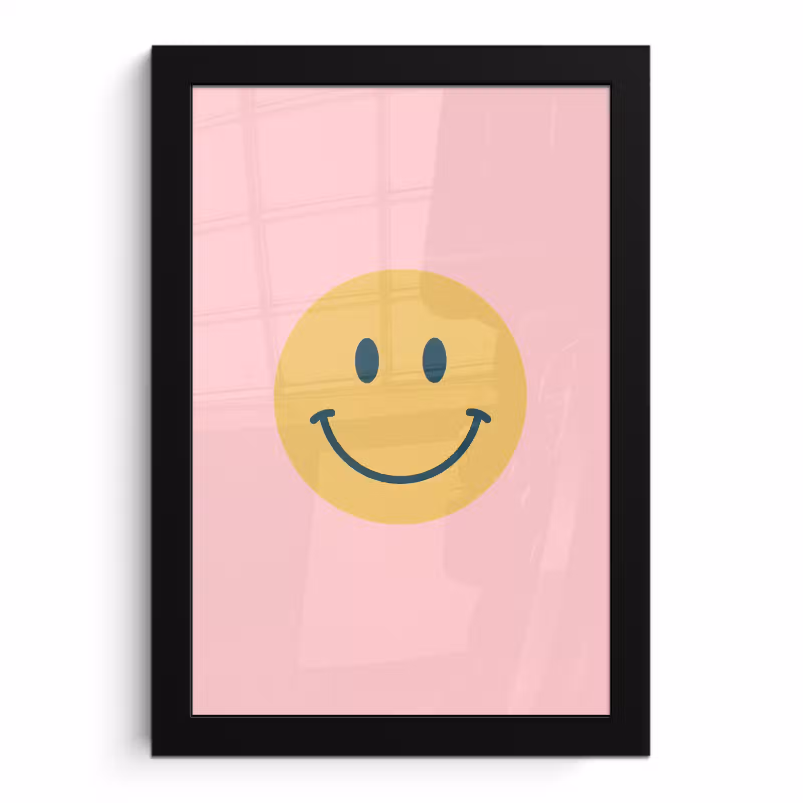 Poster met lijst - Smiley - Geel - Roze - Symbool - Minimalistisch — 1