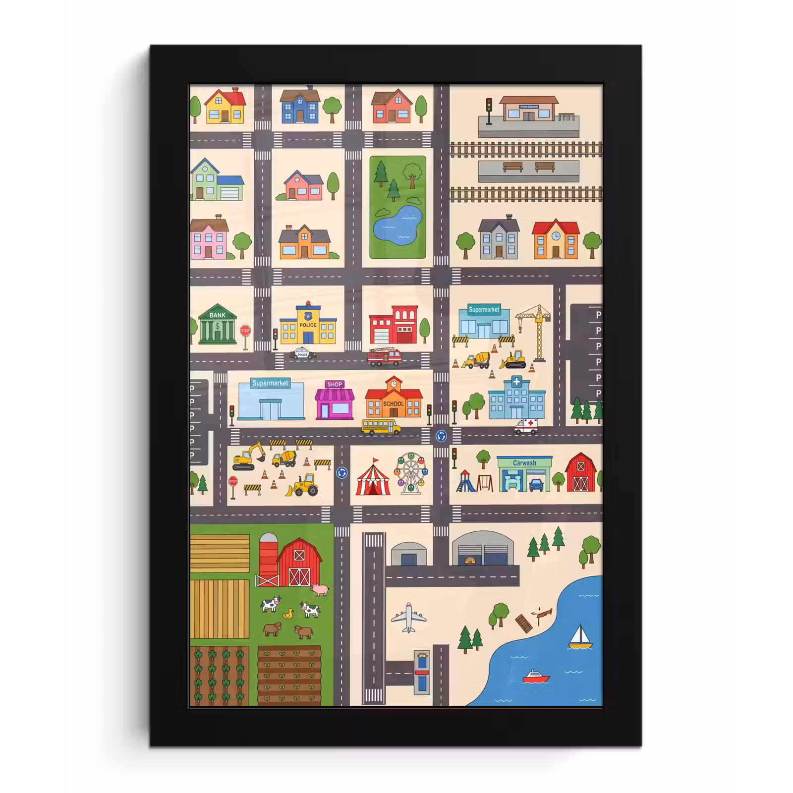 Poster met lijst - Stad - Gebouwen - Wegen — 1