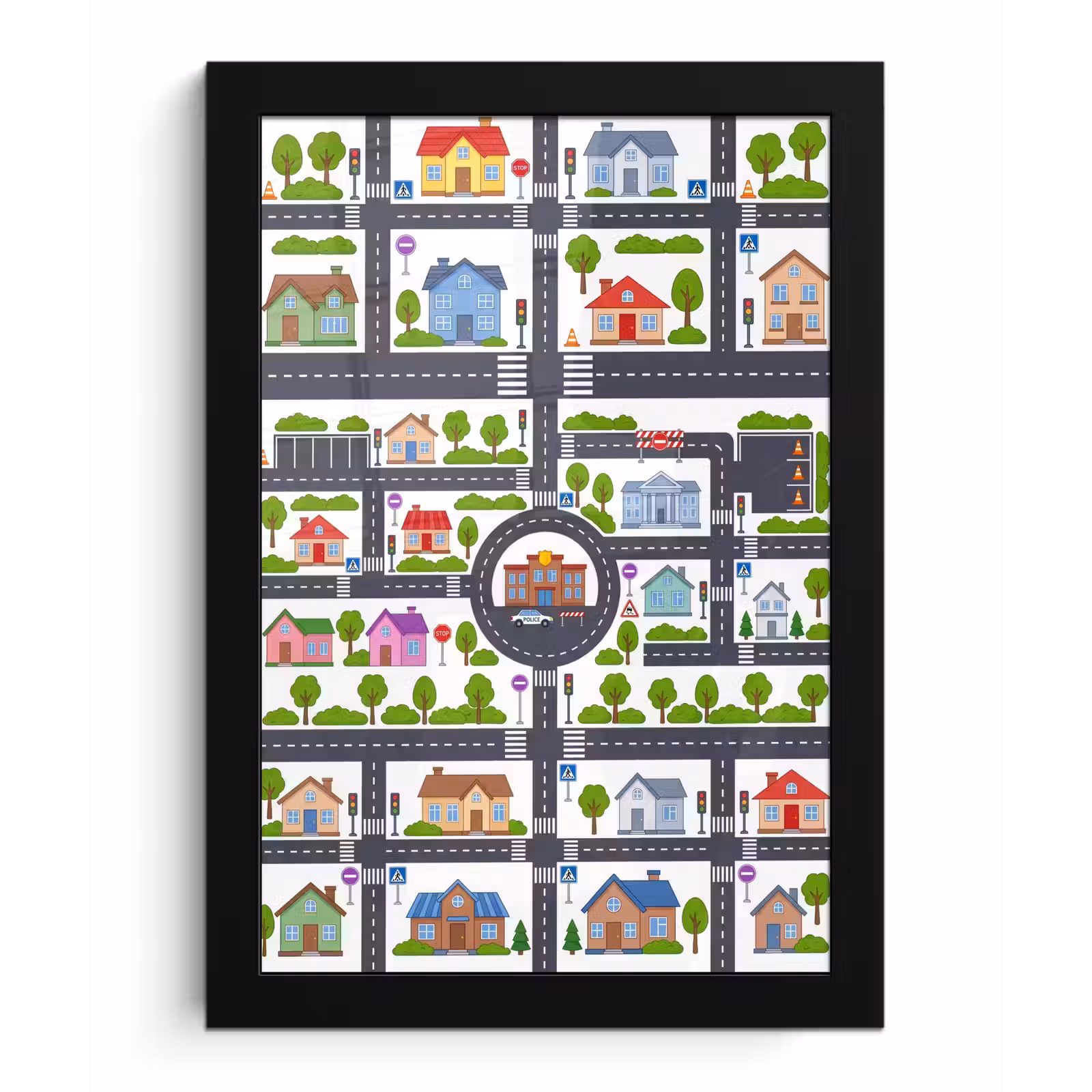Poster met lijst - Stad - Plattegrond - Illustratie — 1