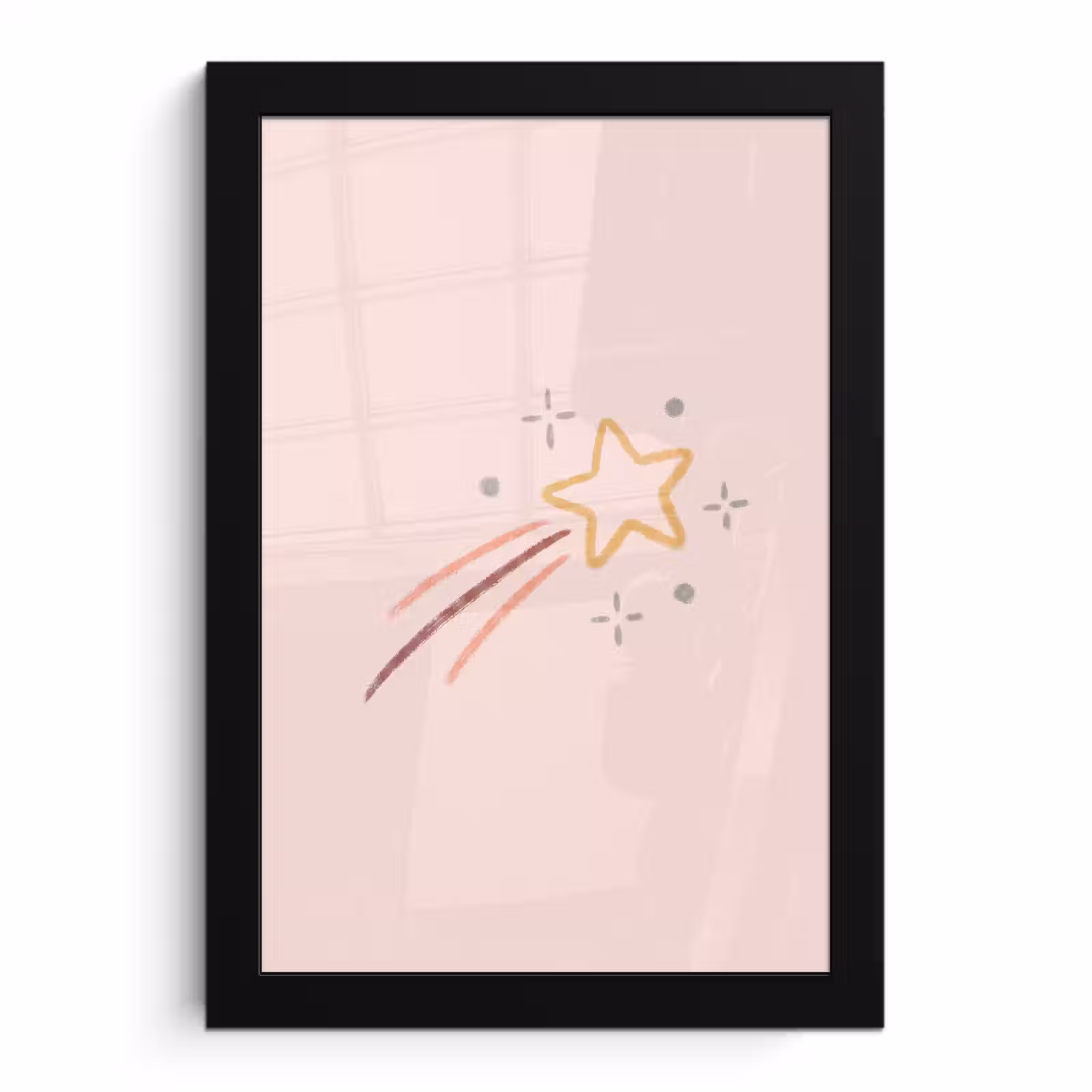 Poster met lijst - Ster - Vallend - Illustratie - Pastel — 1