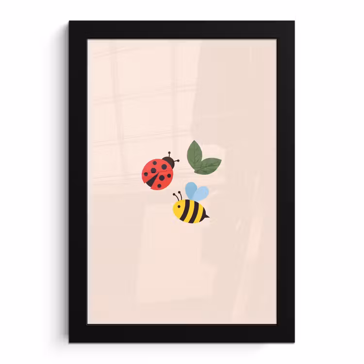 Poster met lijst - Insect - Blad - Natuur - Speels - Illustratie — 1