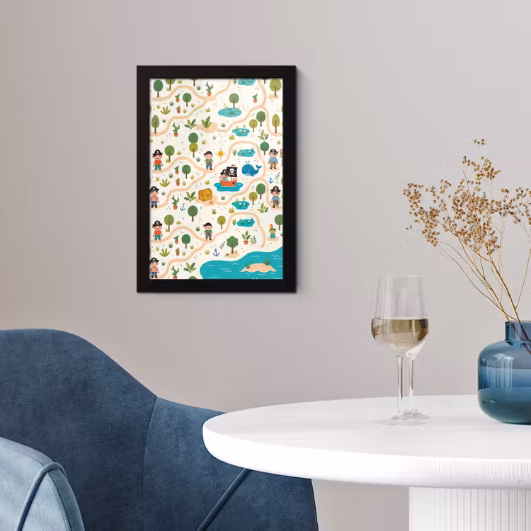 Poster met lijst - Kaart - Piraat - Avontuur — 2