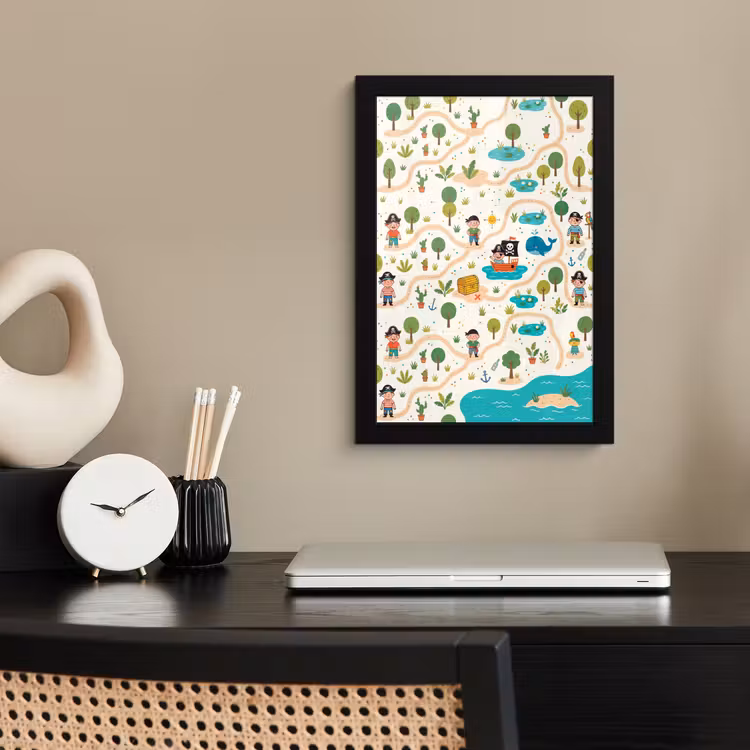 Poster met lijst - Kaart - Piraat - Avontuur — 3