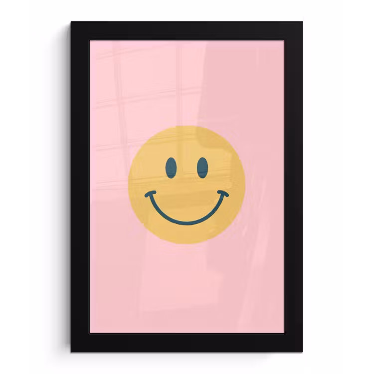 Poster met lijst - Smiley - Geel - Roze - Symbool - Minimalistisch — 1