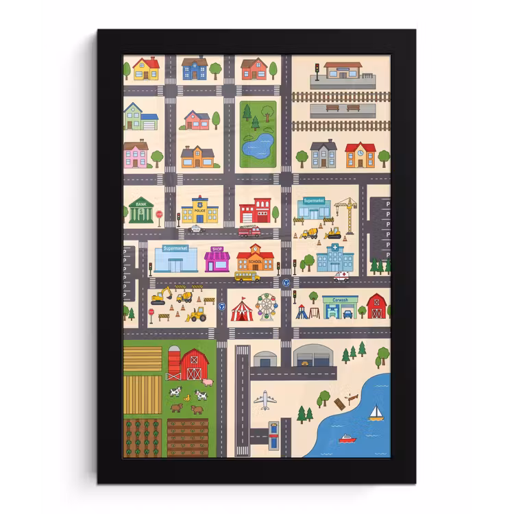 Poster met lijst - Stad - Gebouwen - Wegen — 1