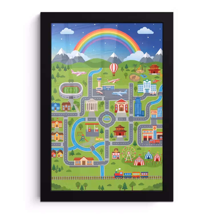 Poster met lijst - Stad - Plattegrond - Cartoon — 1