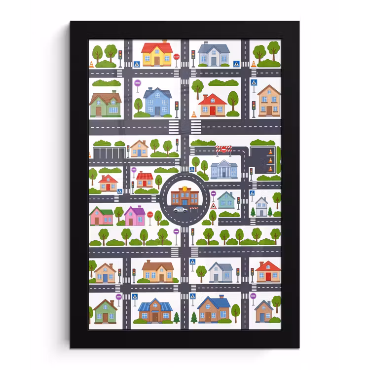 Poster met lijst - Stad - Plattegrond - Illustratie — 1