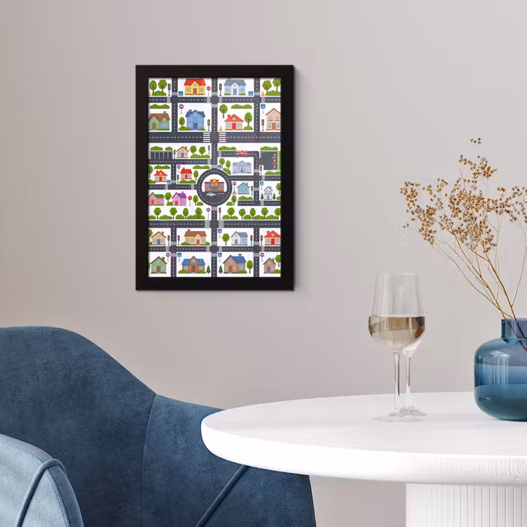 Poster met lijst - Stad - Plattegrond - Illustratie — 2