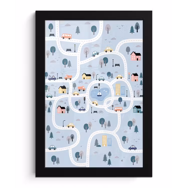 Poster met lijst - Stad - Wegen - Auto's — 1