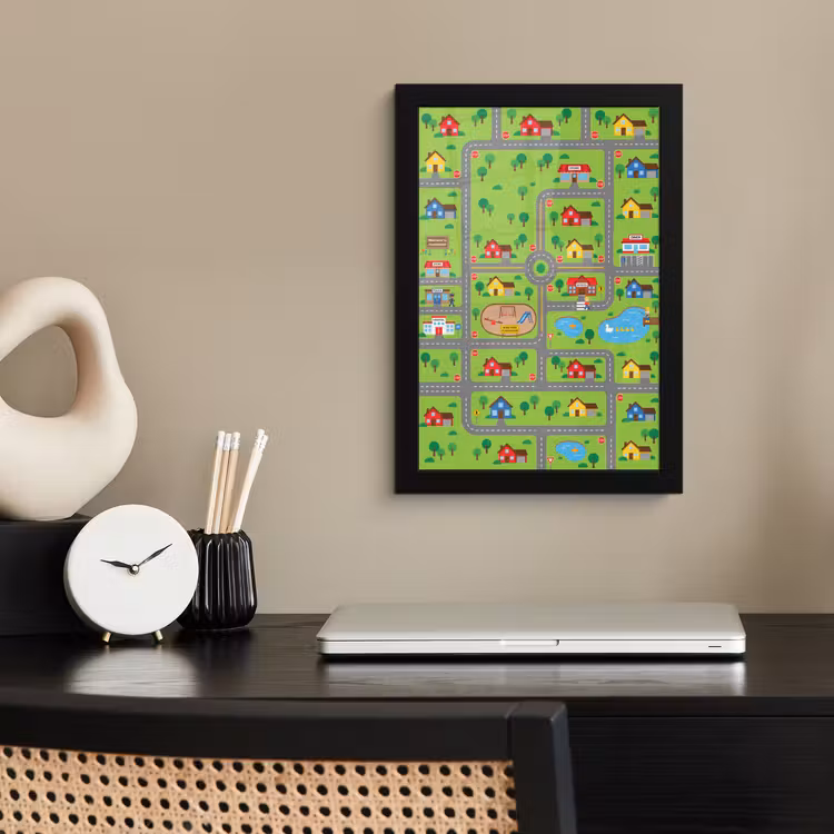Poster met lijst - Stad - Wegen - Cartoon — 3
