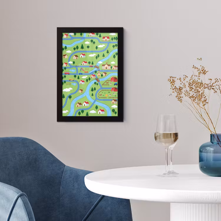 Poster met lijst - Stad - Wegen - Huizen — 2
