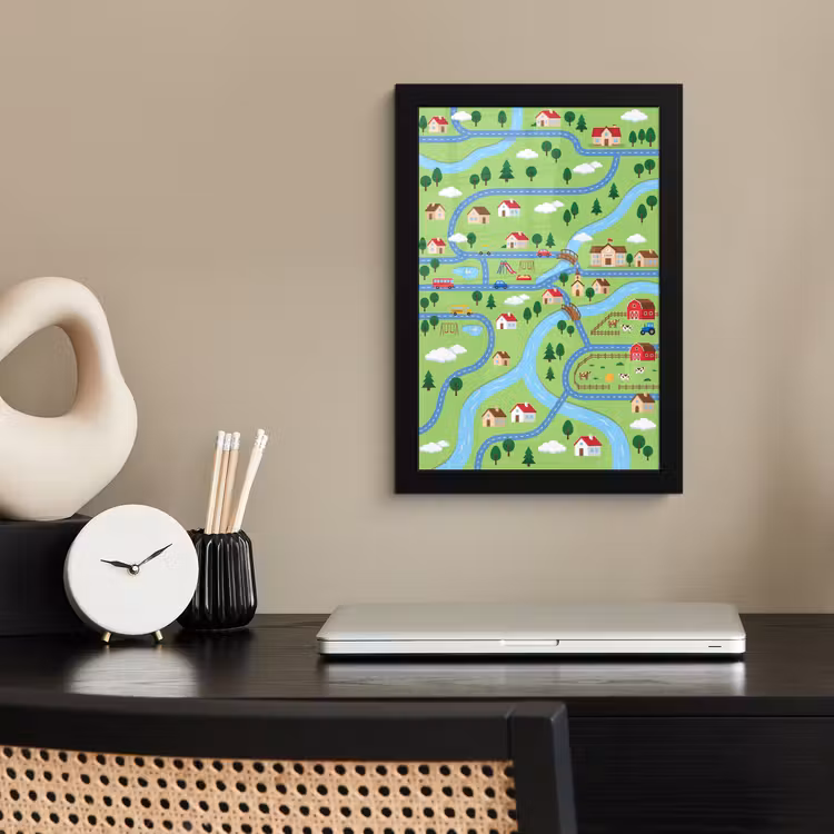Poster met lijst - Stad - Wegen - Huizen — 3