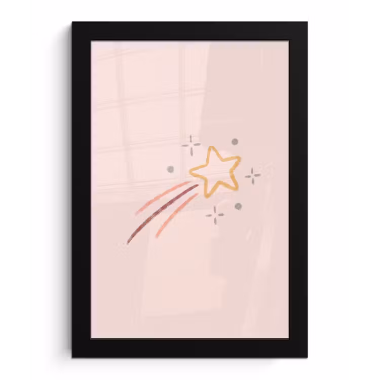 Poster met lijst - Ster - Vallend - Illustratie - Pastel — 1