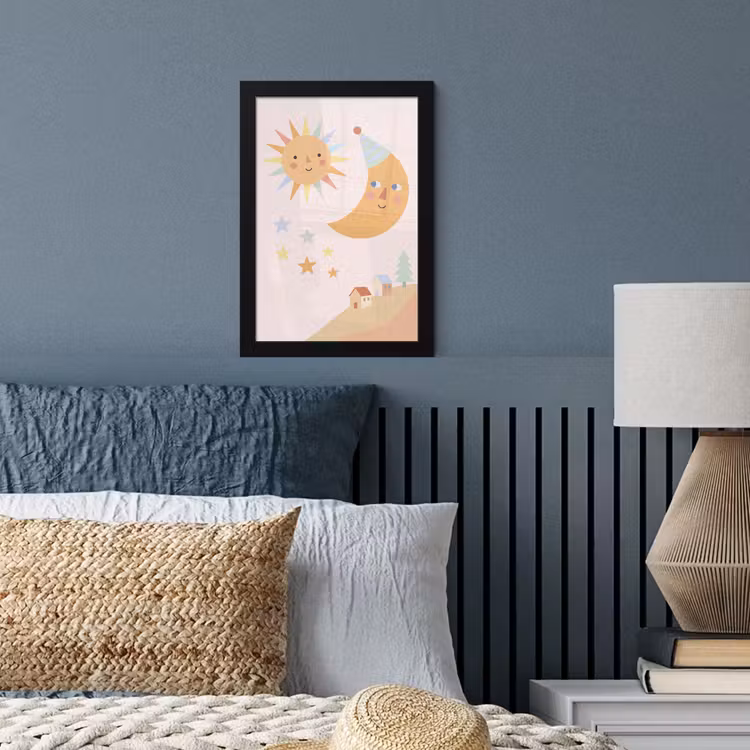 Poster met lijst - Zon - Maan - Sterren - Kinderkamer - Pastel — 4