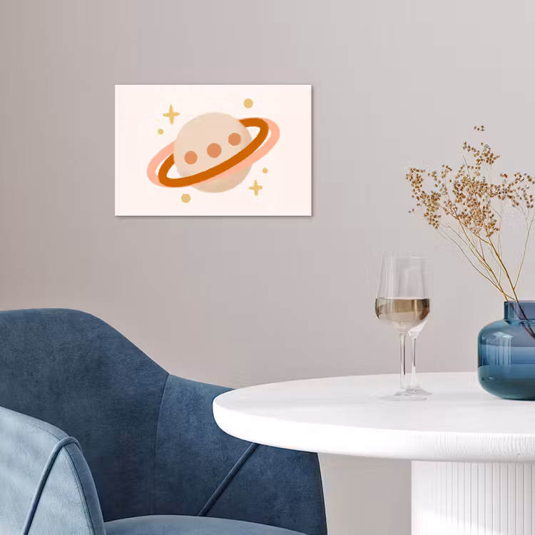 Poster - Planeet - Ringen - Ruimte - Illustratie - Beige — 4