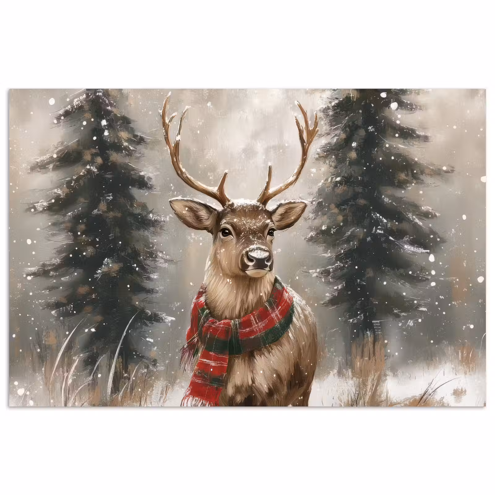 Poster - Winter - Bos - Rendier - Donker — 1