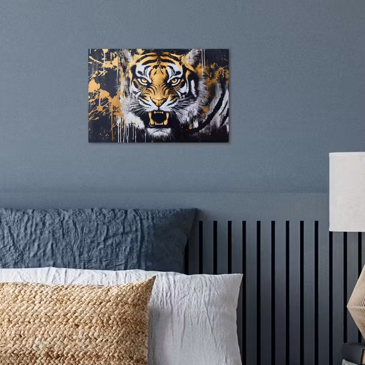 Poster - Tijger - Verfspatten - Goud — 3
