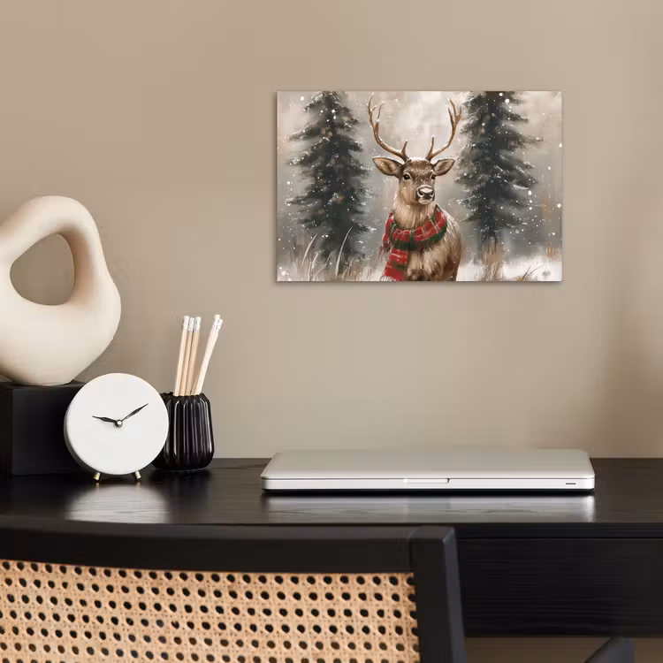 Poster - Winter - Bos - Rendier - Donker — 2