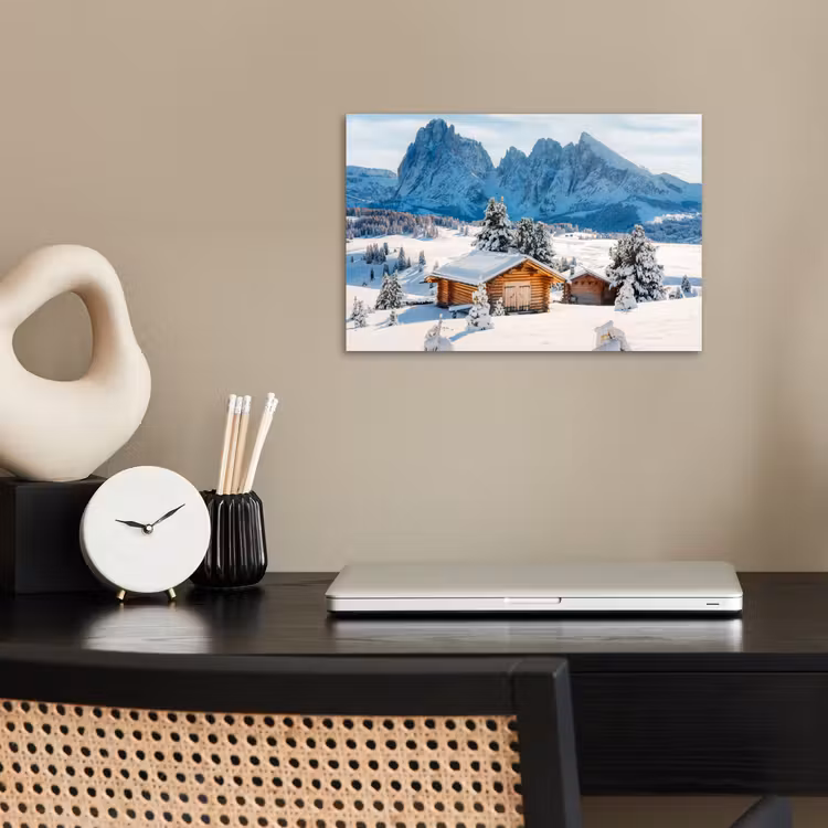 Poster - Winter - Huisje - Bergen - Uitzicht - Sneeuw — 2