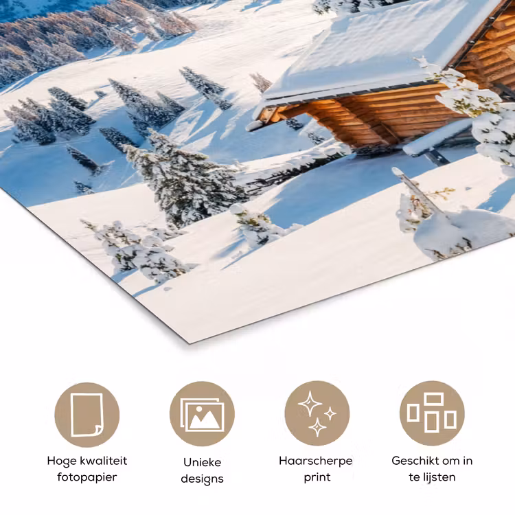 Poster - Winter - Huisje - Bergen - Uitzicht - Sneeuw — 5