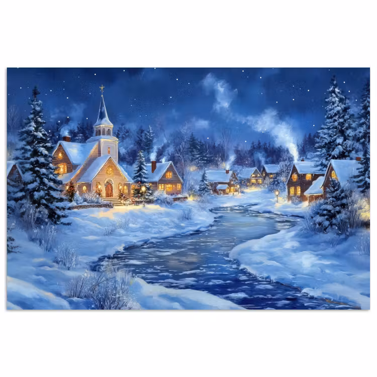Poster - Winteravond - Kerstdorp - Donker — 1