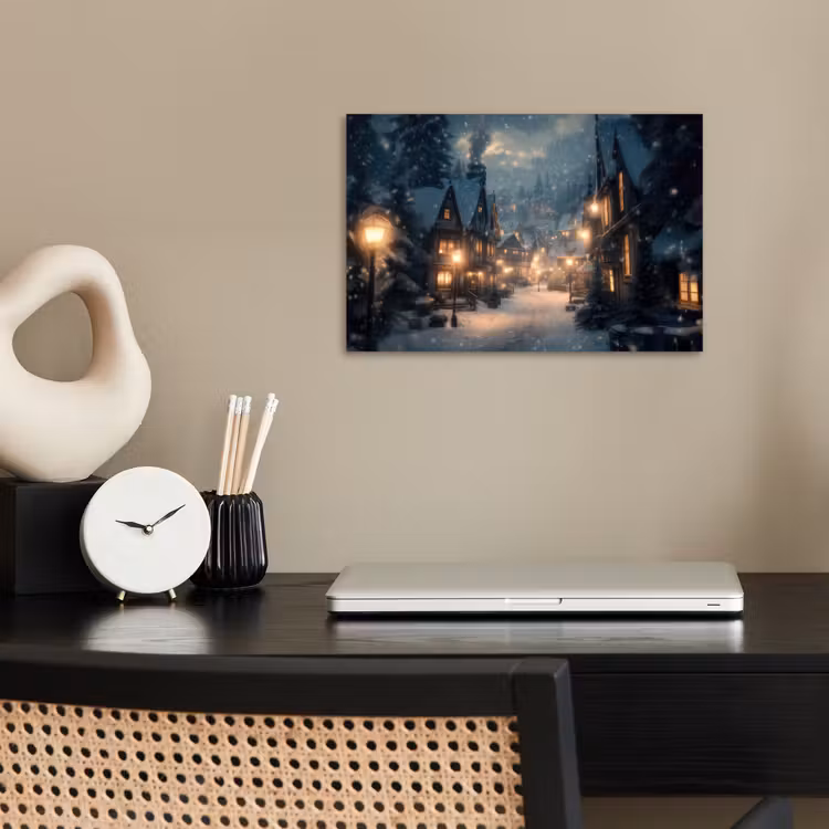 Poster - Winterdorp - Sneeuw - Donker — 2